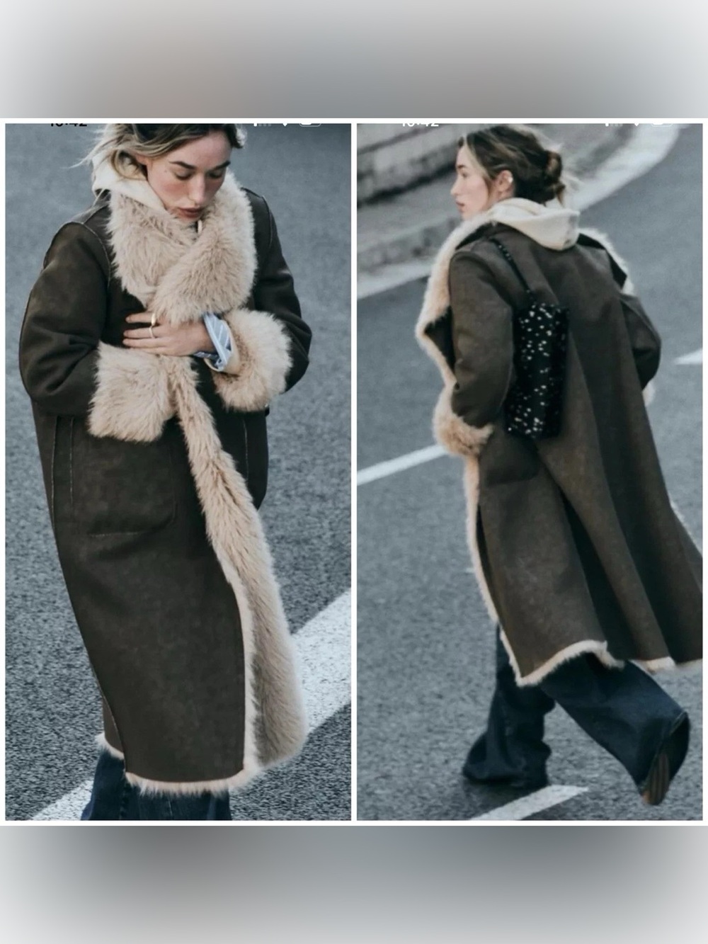 ZARA ~ Reversible Double Faced Faux Fur Coat - Picture 7 of 15